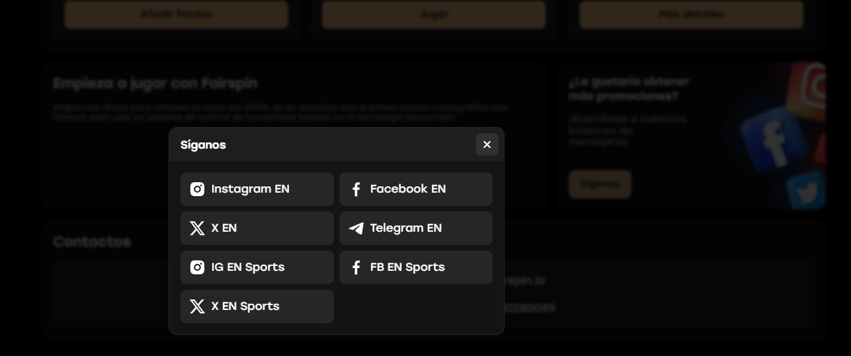 Atención al cliente y soporte de Fairspin Casino
